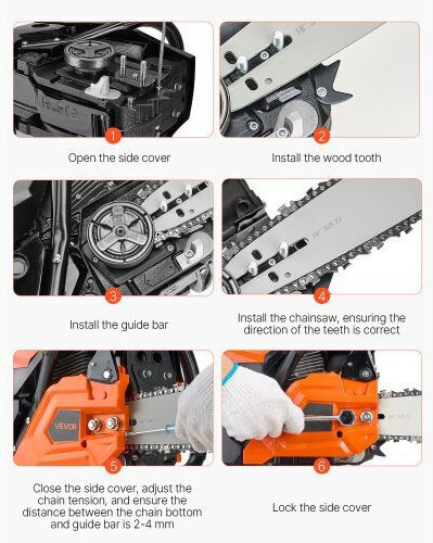 Vevor Αλυσοπρίονο Βενζίνης 2.4hp 6.8kg με Λάμα 45.72cm και Easy Start