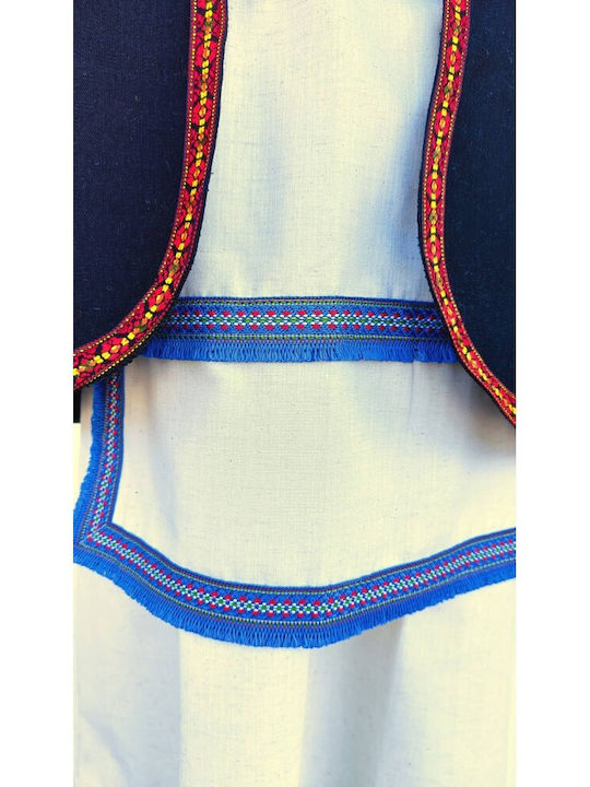 Traditional Kids Costume Souliotissa with Scarf with 3 Rows Necklace with 45 Coins