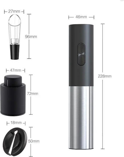 Electric Wine Corkscrew Bottle Opener Stopper Pourer Set Silver