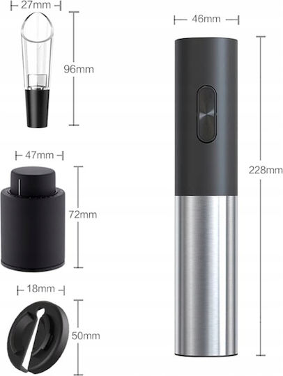Electric Wine Corkscrew Bottle Opener Stopper Pourer Set Silver