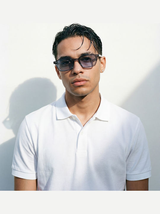 Red Raven Harper Unisex Sunglasses with Gray Frame and Transparent Lens
