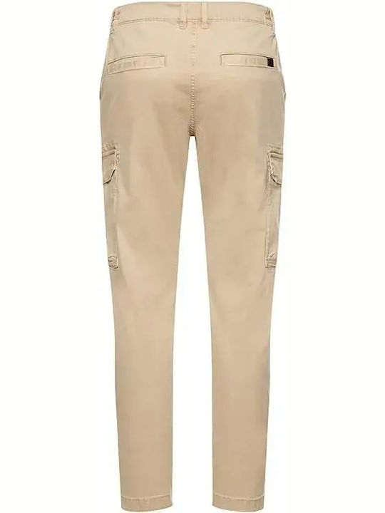 Cargo Elastic Trousers in Regular Fit Beige