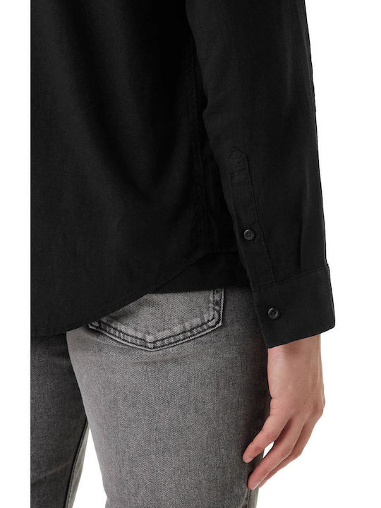 Long Sleeve Linen Shirt Black