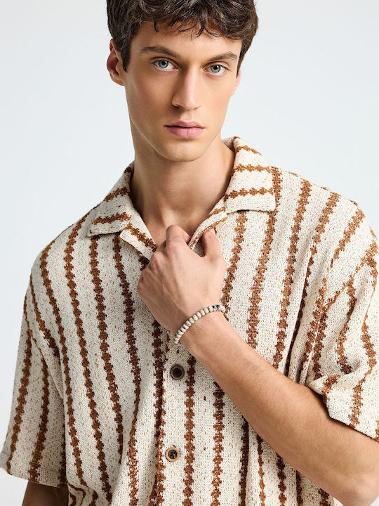 Short Sleeve Striped Shirt White