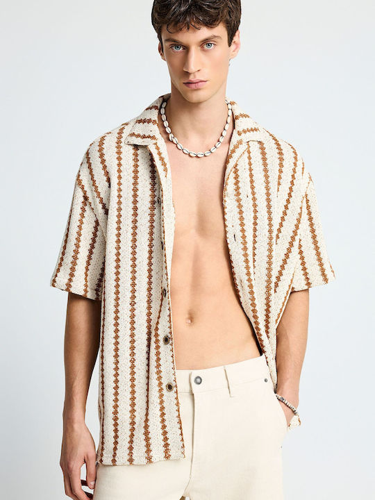 Short Sleeve Striped Shirt White