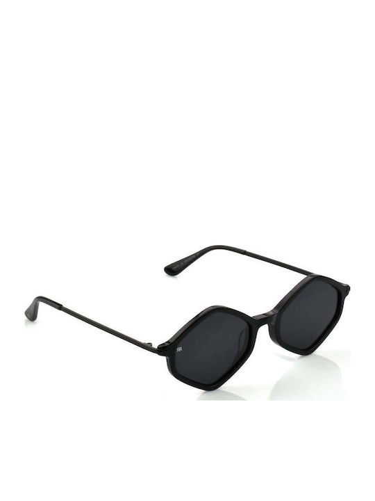 Red Raven Tokyo Unisex Sunglasses with Black Horn-Rimmed Frame and Black Polarized Lens rd-000080-BLACK-55339387486542