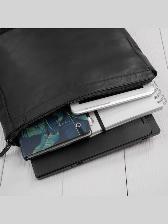 Roll Top Leder Vintage Laptoptasche Urban Schwarz Unisex Ay-32-bl