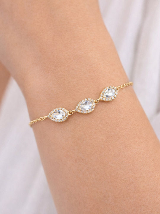 Damen Armband Rosette Aus 9K Gold Mit Zirkon 19cm Damen Armband Rosette Aus 9K Gold Mit Zirkon 19cm