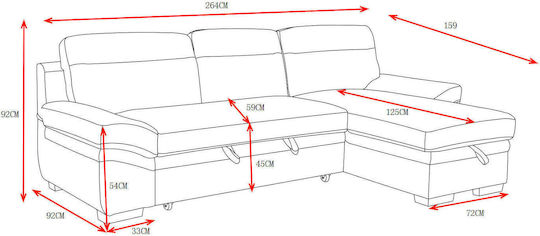 Morel Γωνιακός Καναπές Κρεβάτι 262x159x92εκ. Morel Γωνιακός Καναπές Κρεβάτι 262x159x92εκ.