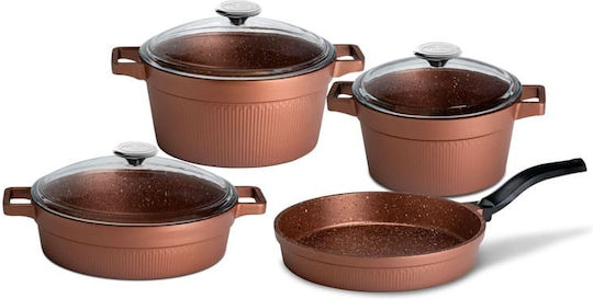 Set De Vase De Gătit Granit Granit Master 7 Piese Antiaderente Roz 26cm