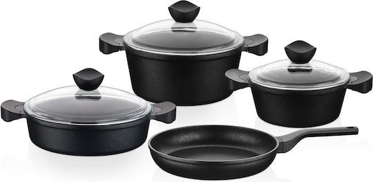 Set De Tigăi Și Oală Adâncă Soul 7 Piese Antiaderente Negre 26cm