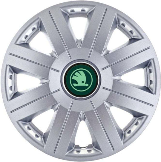 Set Capace De Roți Auto 14 Cu Compatibilitate Skoda 4 Bucăți Verzi
