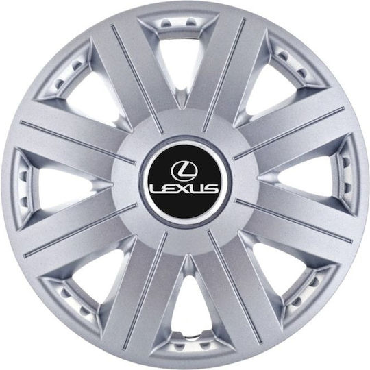 Set Car Hubcaps 14" With Lexus Brand Logo 4 Pieces Gray