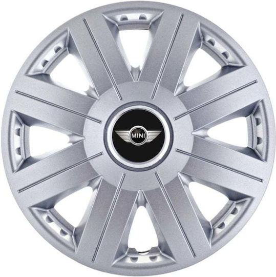 Σετ Τάσια Αυτοκινήτου 14" με Σήμα Mini Cooper 4τμχ Γκρι