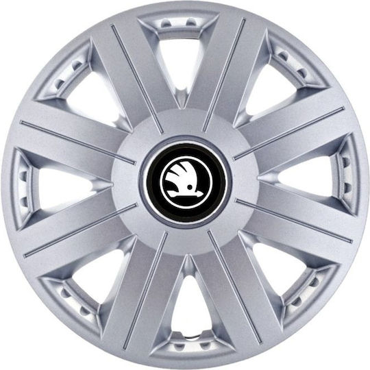 Set Capace De Roți Auto 14" Compatibilitate Skoda 4 Bucăți Albe