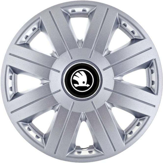 Set Capace De Roți Auto 14" Compatibilitate Skoda 4 Bucăți Albe