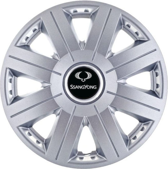 Set Auto Radkappen 14" mit Ssangyong Kompatibilität 4 Stück Grau