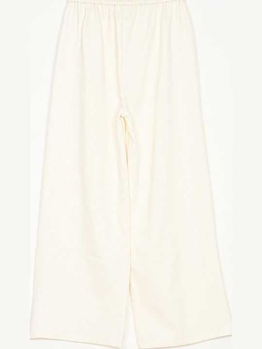 Women's Ecru Set with Trousers with Rubber Band in Loose Fit
