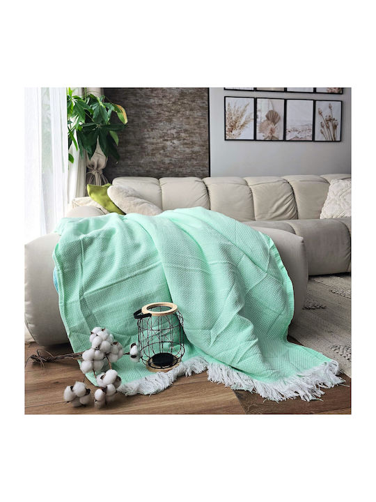 Kotonia Home Cuvertură Pat Dublu Bumbac Verde Kiwi 220x240cm