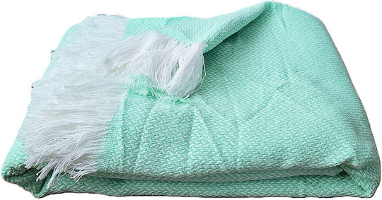 Kotonia Home Cuvertură Pat Dublu Bumbac Verde Kiwi 220x240cm