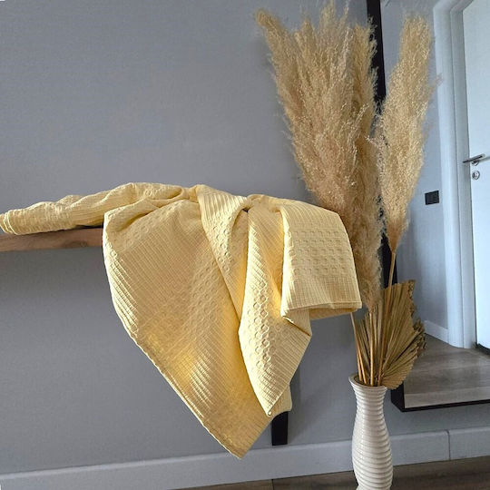 Kotonia Home Double Cotton Coverlet Straw Yellow 220x240cm
