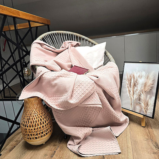 Kotonia Home Κουβερλί Υπέρδιπλο Βαμβακερό Light Burnt Pink 220x240cm