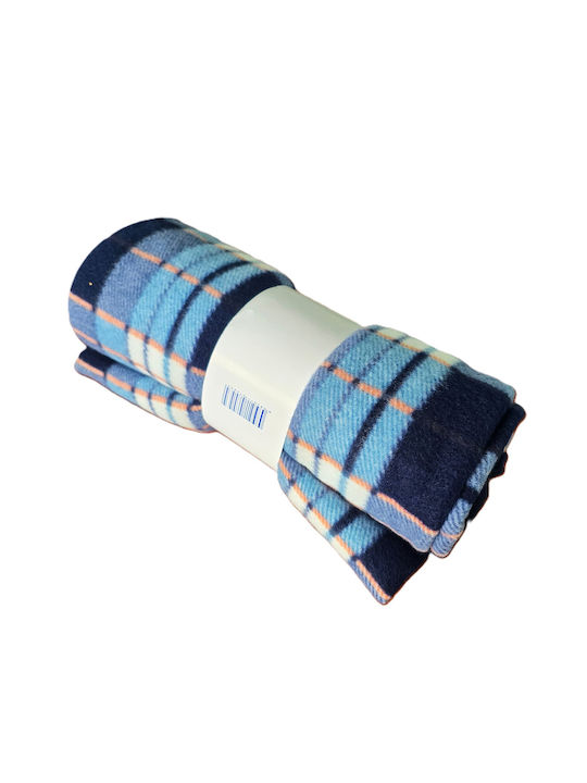 Kotonia Home Pătură Canapea 130x180cm Albastru Navy Cu Alb
