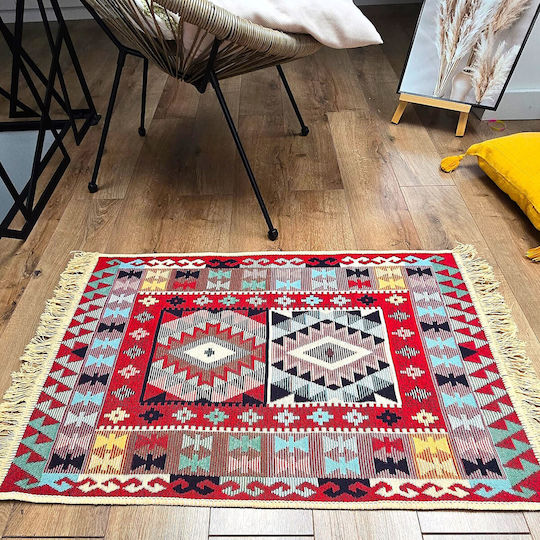 Kotonia Home Χαλί Ορθογώνιο Βαμβακερό Πολύχρωμο 60x90cm