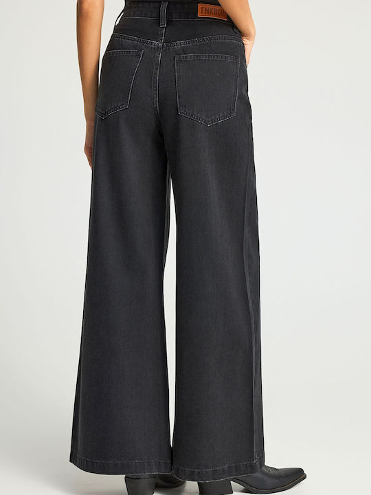 Women's Jean Pants Mid Rise Wide Leg Style Black