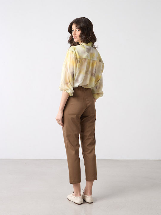 Women's Trousers with Rubber Band Brown