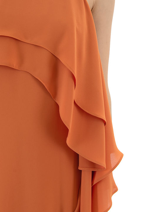 Summer Mini Dress for Wedding and Christening Open Back Orange