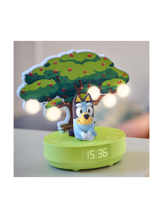 Bigben Ceas Deșteptător Digital Cu Lumină De Noapte 3 Melodii Zgomot Alb Design Bluey 1200mah Vert Bleu