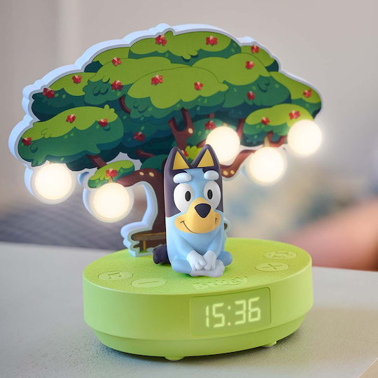 Bigben Дигитален Нощна Лампа Будилник 3 Мелодии Бял Шум Дизайн Bluey 1200mah Vert Bleu