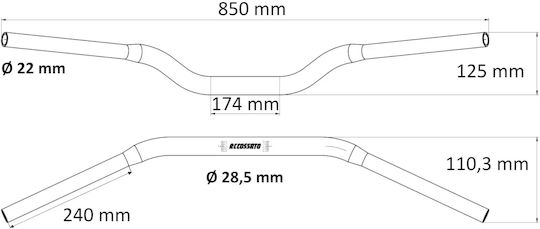 Accossato Ръкохватка 28,6mm Hbt185n Bmw R 1200 Gs 04-09 Ширина 85,5cm Черна