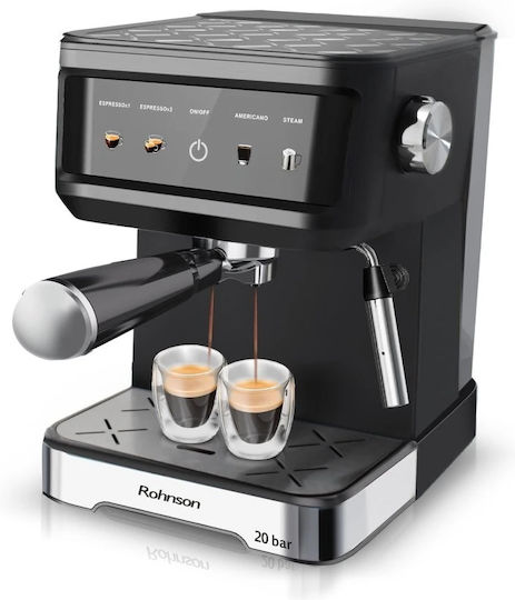 Rohnson Μηχανή Espresso 850W Πίεσης 20bar Μαύρη R-98035