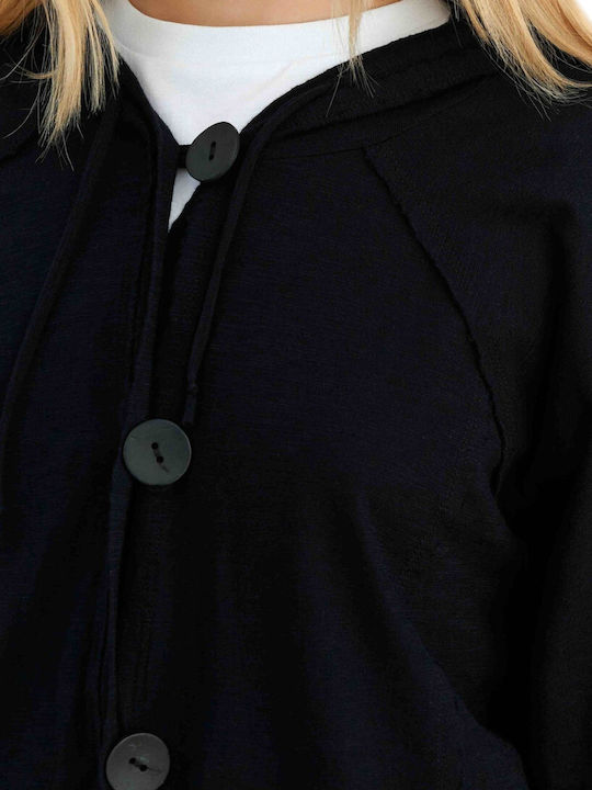 Damen Gestrickte Strickjacke Schwarz