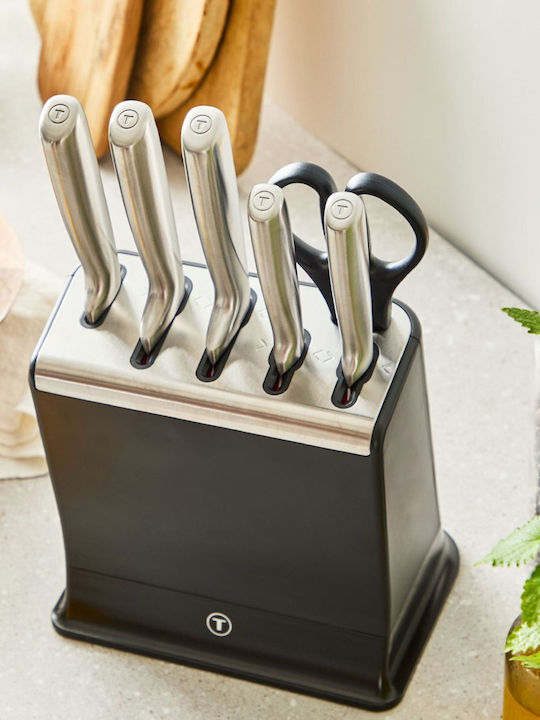 Tefal Ever Sharp Messer Set mit Sockel aus Rostfreiem Stahl 6 Stück