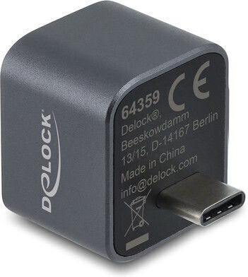 Delock Mini USB-Hub 64359 2x USB 3.2 10Gbps USB-C Verbindung Grau