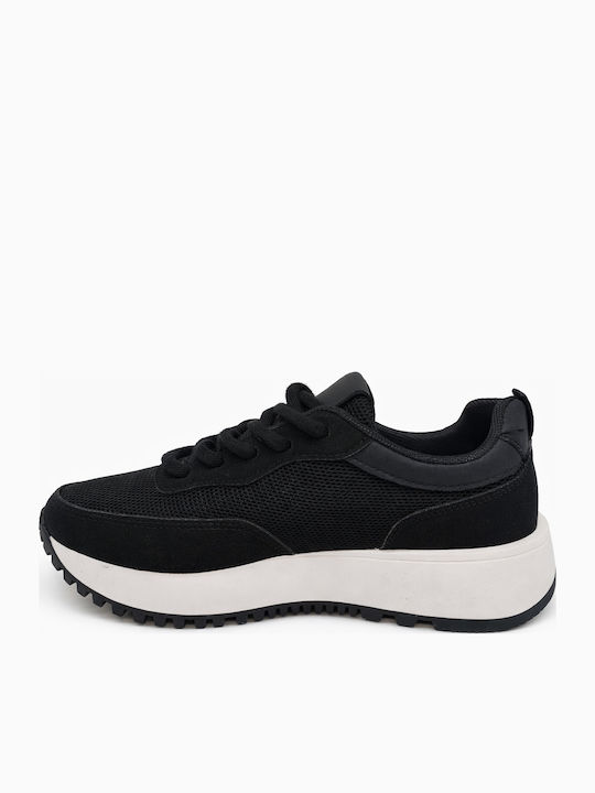 Damen Flatforms Sneakers Schwarz J001-1-Schwarz