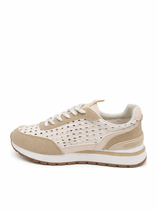 Damen Flatforms Sneakers Beige