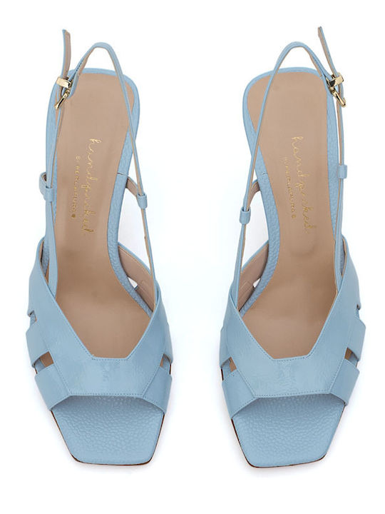 Damen Sandalen aus Hellblauem Lackleder