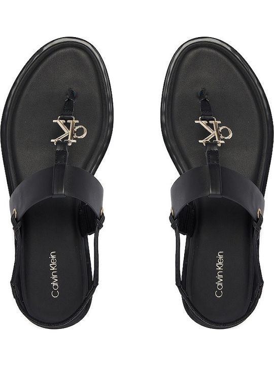 Leather Women's Flat Sandals Black