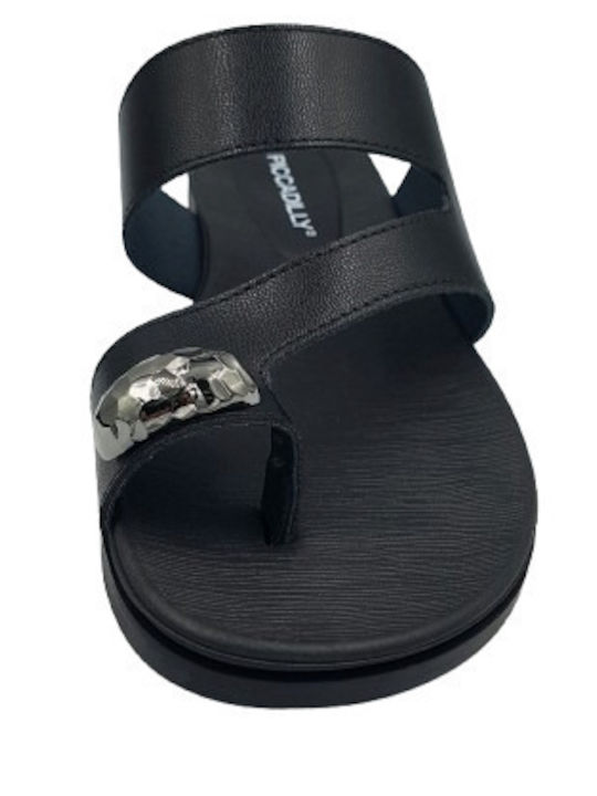 Damen Anatomisch Flache Sandalen Schwarz