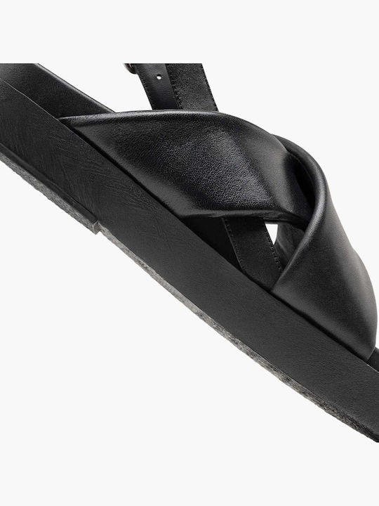 Leather Women's Sandals Flatforms Black