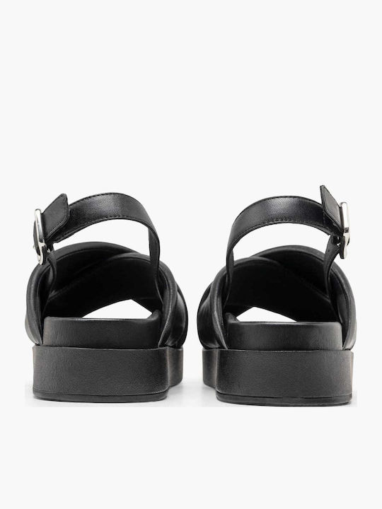 Leather Women's Sandals Flatforms Black