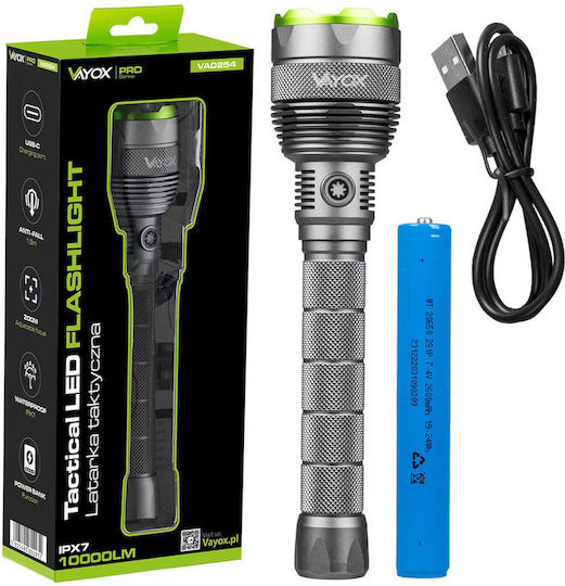 Vayox Rechargeable LED Flash Light IPX7 with Maximum Brightness 10000lm