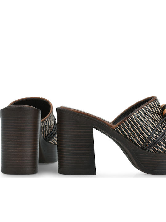 Mules With High Heel In Brown Colour
