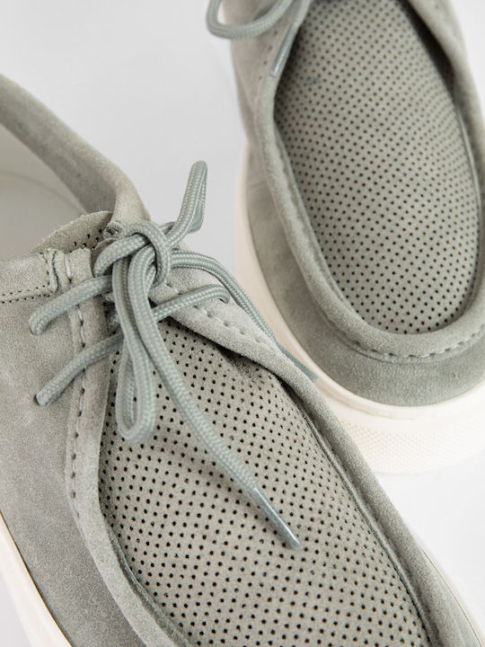 Suede Men's Loafers In Green Colour