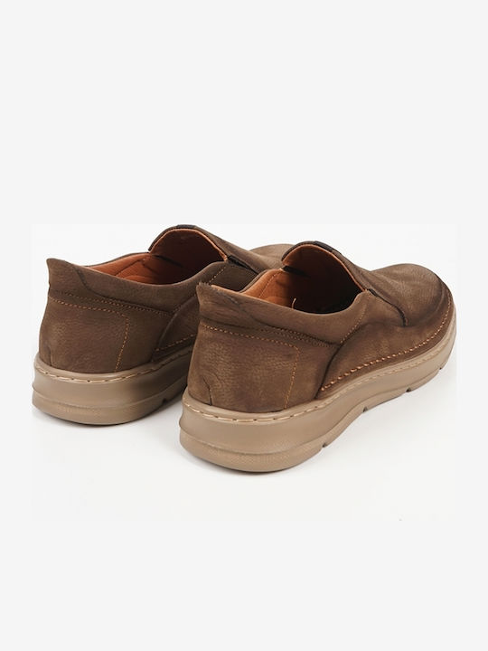 Leather Men's Moccasins In Brown Color