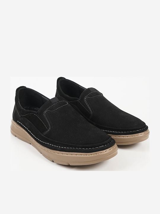 Leather Men's Moccasins In Black Colour